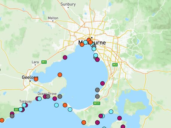 Melbourne Shark Attack Data Map
